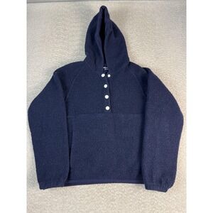 Outdoor Voices Hoodie Womens Small Blue Fleece Henley Pullover Kangaroo Pocket